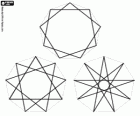 Three stars designed from the regular polygon with 9 sides