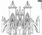 Large Gothic Cathedral with the structure of buttresses and flying buttresses