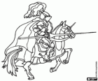 The knight in a battle, galloping on the horse
