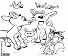 The reindeers Rudolph and Clarice with the animals of the forest