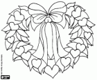 A Christmas wreath with the shape of a heart and decorated with hearts
