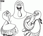 The three turkeys, the protagonists of the film Free Birds