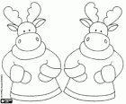 Two funny reindeers with Christmas coats