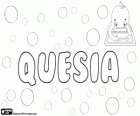 Quesia, name of Hebrew origin. Variant of the biblical name Cesia. Another variant is Kesia