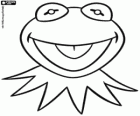 The face of Kermit the frog. Kermit the frog mask