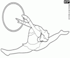 Gymnast with the hoop in rhythmic gymnastics