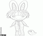 A Lalaloopsy doll with striped pajamas and rabbit ears