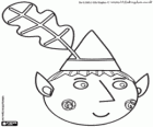 The face of the Ben Elf and his triangular hat with the oak leaf