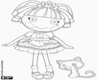The Lalaloopsy doll Jewel Sparkles with her pet, a persian cat