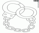 The handcuffs to arrest the criminal