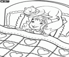 Holly Hobbie in the bed with Bonnet, the kitty