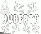 Huberta, name of Germanic origin. Feminine form of Hubert