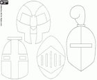 Four types of helmets for the battles of the middle ages