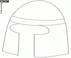 A type of armor helmet with an opening for eyes, nose and mouth