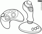 Controls for video games: gamepad and joystick. Game controller