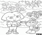 Dora and Boots the monkey with the spring flowers