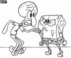 Squidward Tentacles and SpongeBob are angry