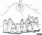 The ascension of Jesus Christ into heaven with the Apostles as witnesses