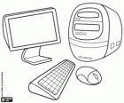 A computer, a monitor, a keyboard and a mouse