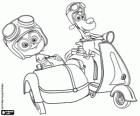 Peabody, Sherman and the scooter motorcycle with sidecar