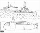 Puzzle of two military ships and a submarine