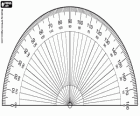 A protractor, a semicircular measuring instrument with 180 °, sexagesimal degrees