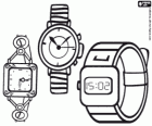 Three types of wrist watches
