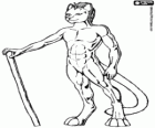 A furry boy, a furry humanoid with a feline head and a long tail