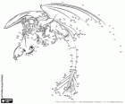 Dot to dot of How to train your dragon 2, Hiccup with his winged dragon Toothless
