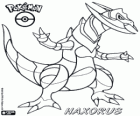 Haxorus, the final evolution of Axew and Fraxure, Ononokusu in Japanese. A dragon-type Pokémon