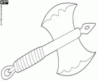 A battle axe, weapon that derives from the tool for cutting wood