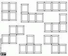 Tetris, the different pieces of a puzzle video game created in 1984