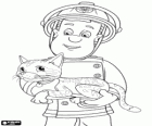 The fireman Sam has rescued a cat