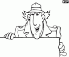 The smiling face of Inspector Gadget with his characteristic hat