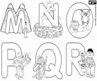 Letters from the M to the R. Alphabet with Sesame Street characters