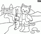 Puss in boots goes to the castle of the King with the Hare who has hunted