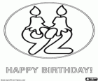 Greeting card to celebrate the ninety-two birthday. Many congratulations!