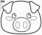 Puzzle with a mask of a little pig