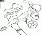 Scene from a football match from the series anime Captain Tsubasa