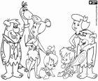 The two families, protagonists of the adventures in the prehistoric world of The Flintstones