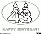 Greeting card to celebrate the forty-three birthday. Many congratulations!