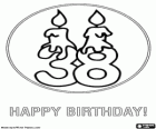 Two candles with a three and a eight to congratulate the thirty-eight birthday