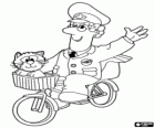 Postman Pat bicycling with his cat