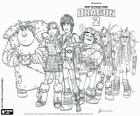 The six protagonists of the film How to Train Your Dragon 2