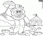 Clown with umbrella