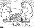 Masha as Snegurochka with the two bears