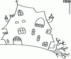 A house of terror at the top of the hill in Halloween