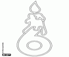 Drawing to fill with a number six with a candle