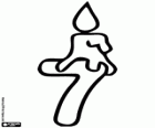 Number 7, a seven with the lighted candle