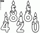 Even numbers with the lit candles, in reverse order